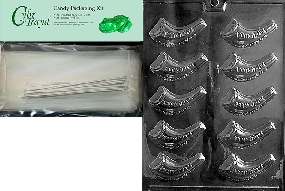 Cybrtrayd R030 Jewish Horn Chocolate Candy Mold with Exclusive Cybrtrayd Copyrighted Chocolate Molding Instructions... N5