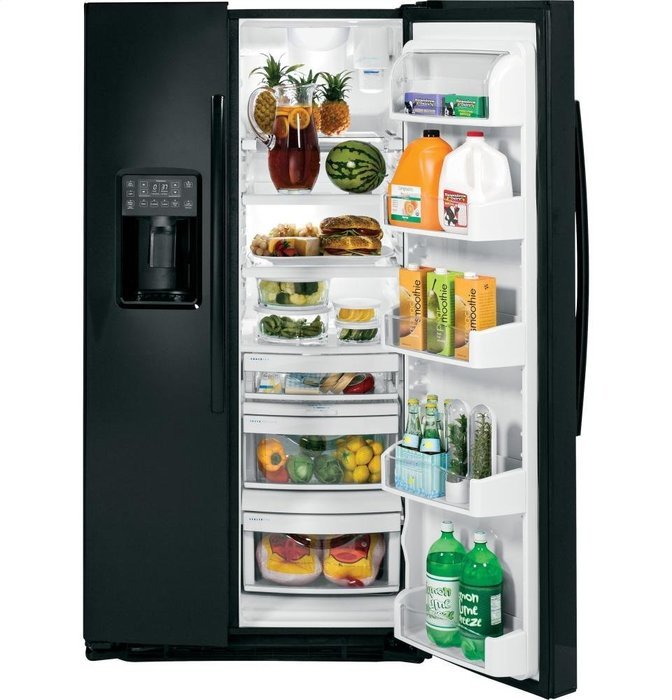 GE PSE25KGHBB Profile 25.4 Cu. Ft. Black Side-By-Side Refrigerator - Energy Star N3