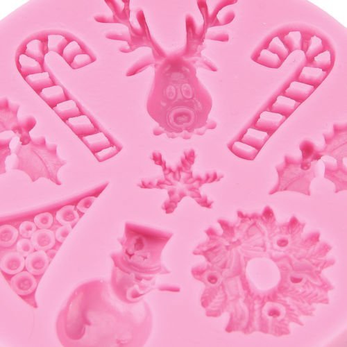 Anyana 2x Christmas Snowflake Snowman Silicone Fondant Mold Sugar Cake Decorating Tool N3