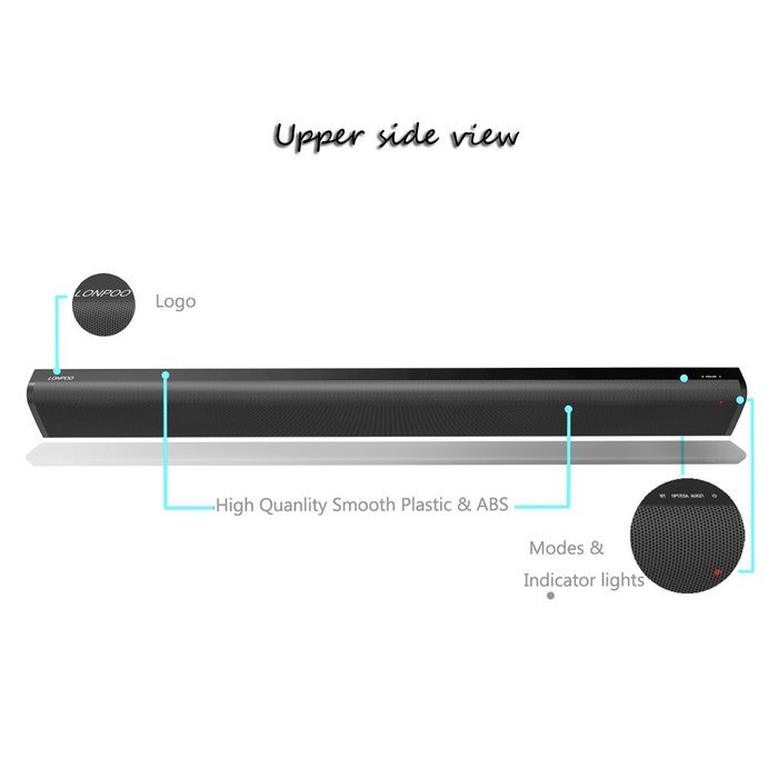 LONPOO 615B Bluetooth TV Soundbar 2.0CH Full Digital Home Theater Subwoofer 60Watt 4.0"inch Speakers with Remote... N7