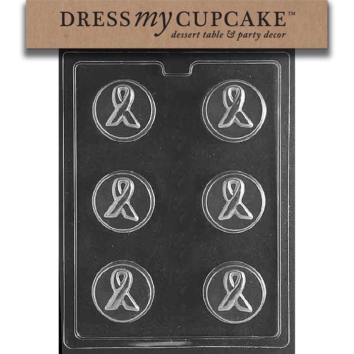 Dress My Cupcake DMCM225 Chocolate Candy Mold, Awareness Ribbon Cookie