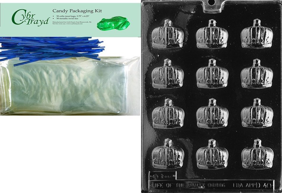 Cybrtrayd D040 Crowns Chocolate Candy Mold with Exclusive Cybrtrayd Copyrighted Chocolate Molding Instructions N9
