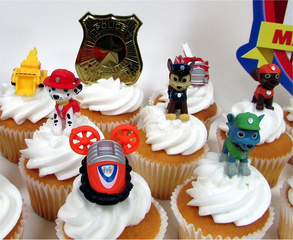 PAW PATROL 15 Piece Birthday Cupcake Topper Set Featuring Ryder and Paw Patrol Friends and Decorative Themed Accessories... N4