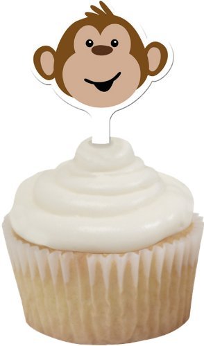 Creative Converting Monkeyin' Around Cupcake Topper Decorative Picks, 12 Per Package