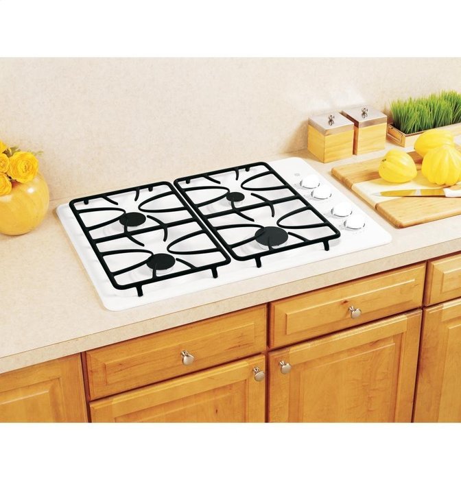 JGP329DETWW 30" Wide 4 Sealed Burner Gas Cooktop, Matte Grates, Dishwasher-Safe Grates and Knobs, Continuous Grates... N4