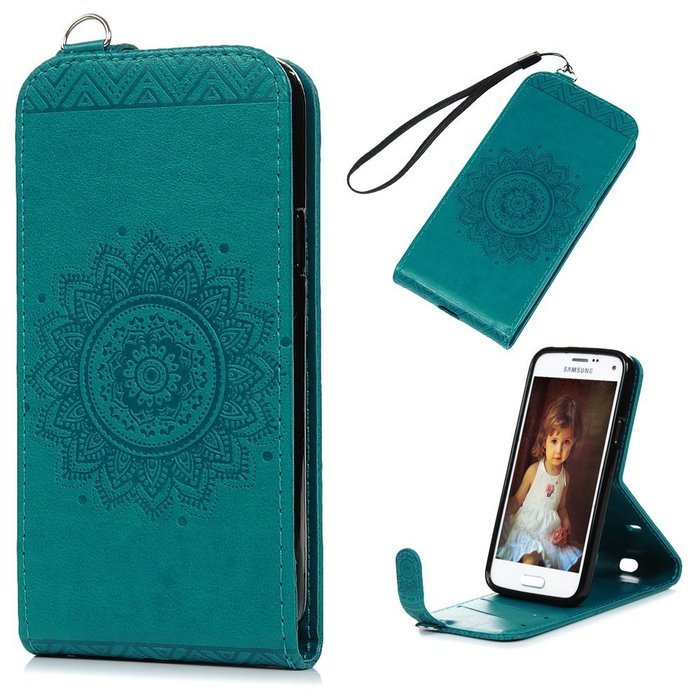 Badalink Galaxy S5 Mini Up-Down Open Folio Flip Case Kickstand Vertical PU Leather Embossed Totem Magnetic Snap... N17