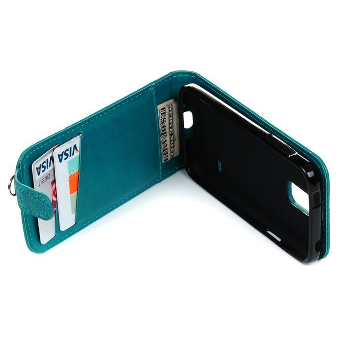 Badalink Galaxy S5 Mini Up-Down Open Folio Flip Case Kickstand Vertical PU Leather Embossed Totem Magnetic Snap... N18