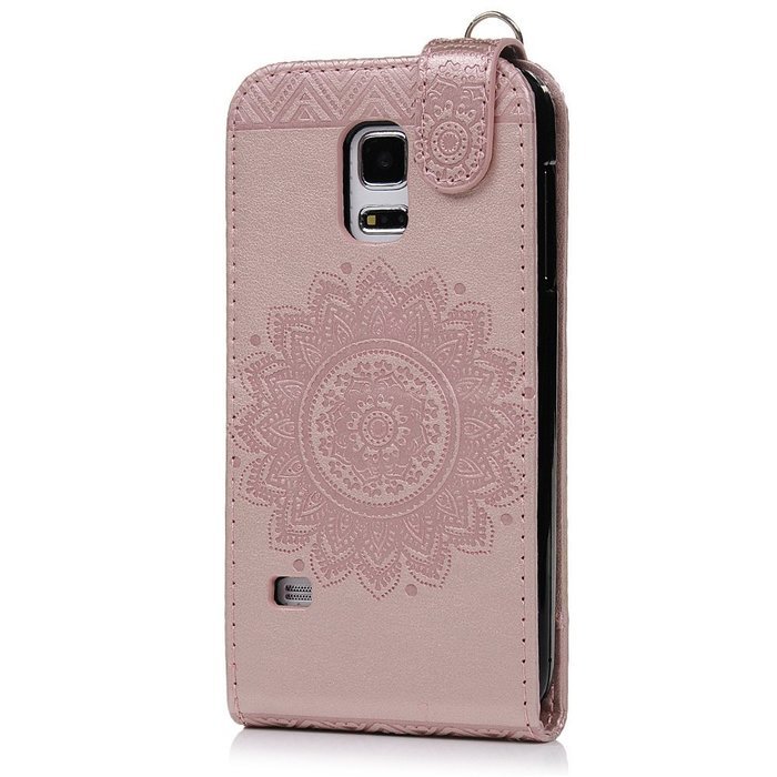 Badalink Galaxy S5 Mini Up-Down Open Folio Flip Case Kickstand Vertical PU Leather Embossed Totem Magnetic Snap... N21