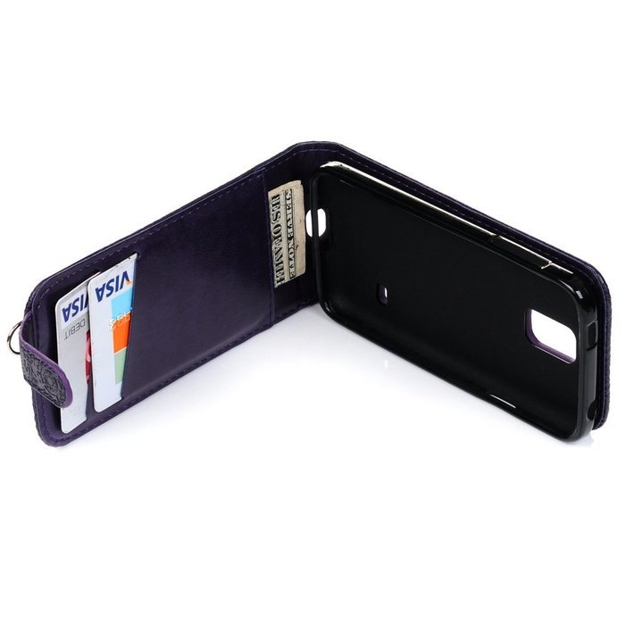 Badalink Galaxy S5 Mini Up-Down Open Folio Flip Case Kickstand Vertical PU Leather Embossed Totem Magnetic Snap... N23
