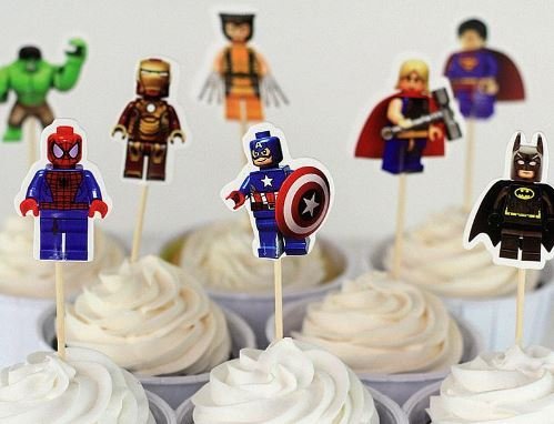 Lego The Avengers Assorted Cupcake Picks - Set of 16