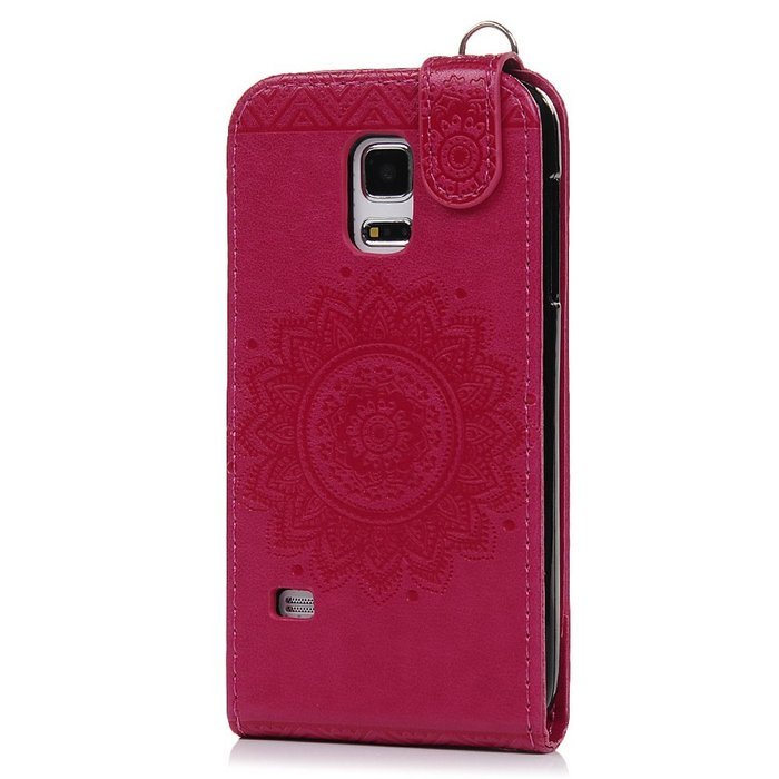Badalink Galaxy S5 Mini Up-Down Open Folio Flip Case Kickstand Vertical PU Leather Embossed Totem Magnetic Snap... N27