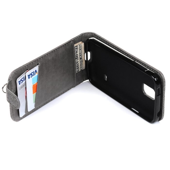 Badalink Galaxy S5 Mini Up-Down Open Folio Flip Case Kickstand Vertical PU Leather Embossed Totem Magnetic Snap... N28