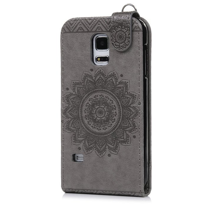 Badalink Galaxy S5 Mini Up-Down Open Folio Flip Case Kickstand Vertical PU Leather Embossed Totem Magnetic Snap... N29
