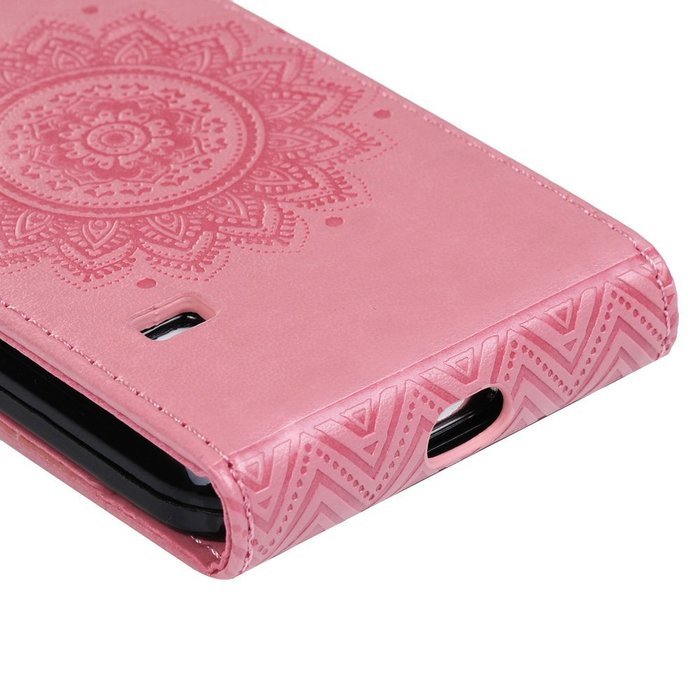 Badalink Galaxy S5 Mini Up-Down Open Folio Flip Case Kickstand Vertical PU Leather Embossed Totem Magnetic Snap... N31