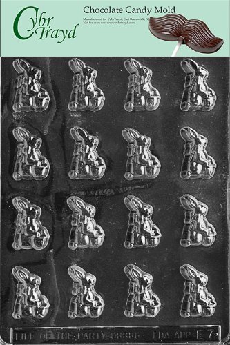 Cybrtrayd E007 Bunny with Basket Easter Chocolate/Candy Mold, Bite Size