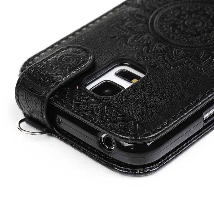 Badalink Galaxy S5 Mini Up-Down Open Folio Flip Case Kickstand Vertical PU Leather Embossed Totem Magnetic Snap... N35