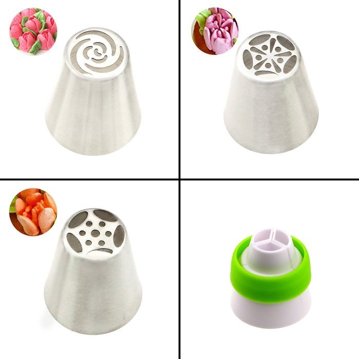 Fixget 8 Pcs Cake Tips with Bonus 10 Pcs Disposable Pastry Bags & 1 Coupler, DIY Pastry Icing Cake Decorating... N5