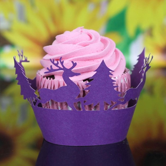Oksale 24Pcs Christmas Hollow Lace Cup Muffin Holder Cake Paper Case Wraps Cupcake Wrapper for Wedding Birthday... N5