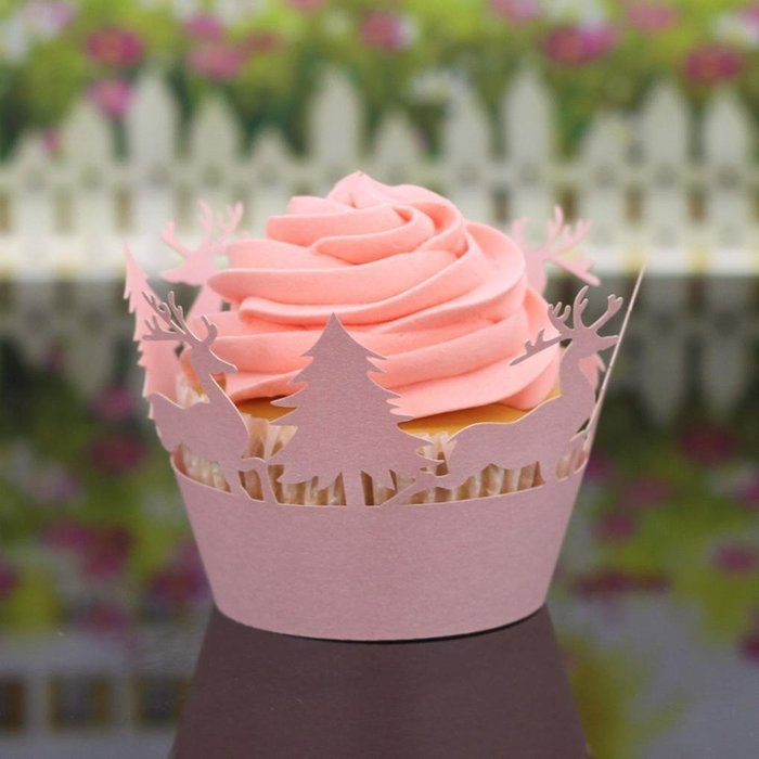 Oksale 24Pcs Christmas Hollow Lace Cup Muffin Holder Cake Paper Case Wraps Cupcake Wrapper for Wedding Birthday... N9