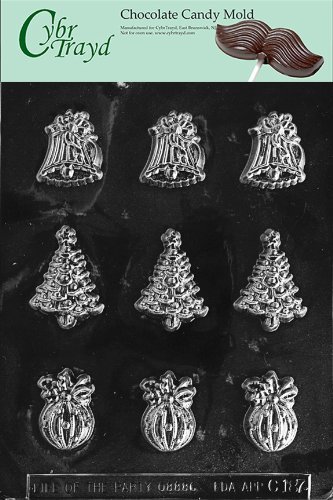 Cybrtrayd C187 Bite Size Ornaments, Bell, Tree Life of the Party Chocolate Candy Mold with Exclusive Cybrtrayd...