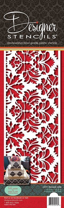 Designer Stencils Damask Cake Stencil Side (4.5"H x 12.5"W) N2