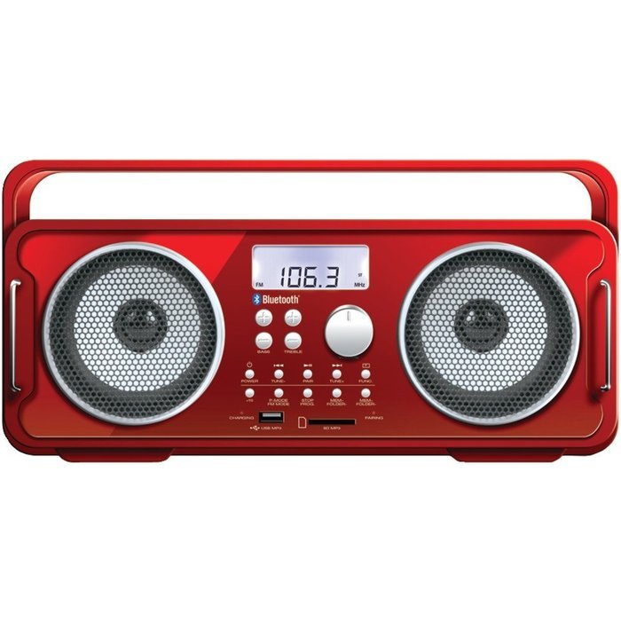 Isound Isound-6264 Rechargeable Bt4000 Bluetooth(R) Boom Box (Red)