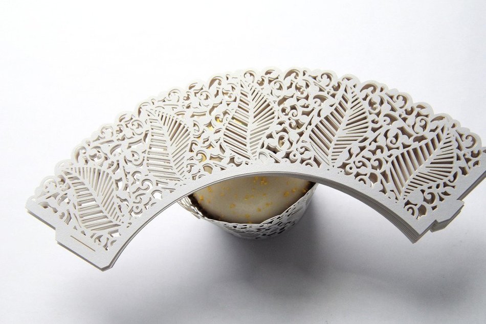 Kuke 24 pcs Seabed Leaf Laser Cut Cupcake Wrappers Cupcake Liners Muffin Container for Baby Shower Baby Birthday... N5