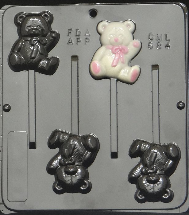 Teddy Bear Lollipop Chocolate Candy Mold Baby Shower 684 N2