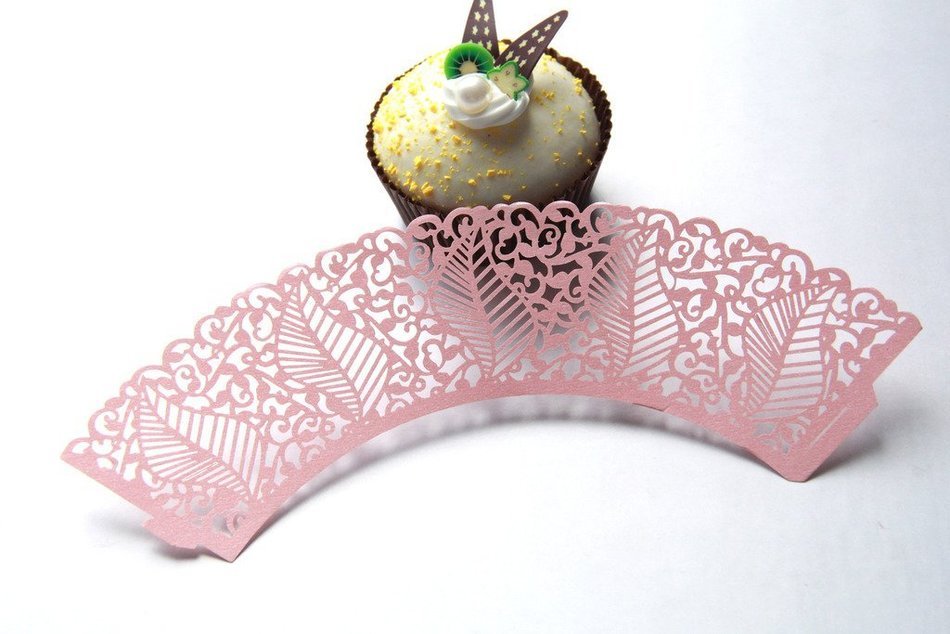 Kuke 24 pcs Seabed Leaf Laser Cut Cupcake Wrappers Cupcake Liners Muffin Container for Baby Shower Baby Birthday... N6