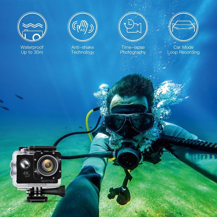 APEMAN A80 Action Sports 4K Camera Ultra WiFi HD skiing cam 170&ordm; Wide-Angel lens Waterproof DV Camcorder with... N7