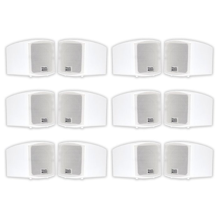 Acoustic Audio AA321W Mountable Indoor Speakers 2400 Watts White Bookshelf 6 Pair Pack AA321W-6Pr