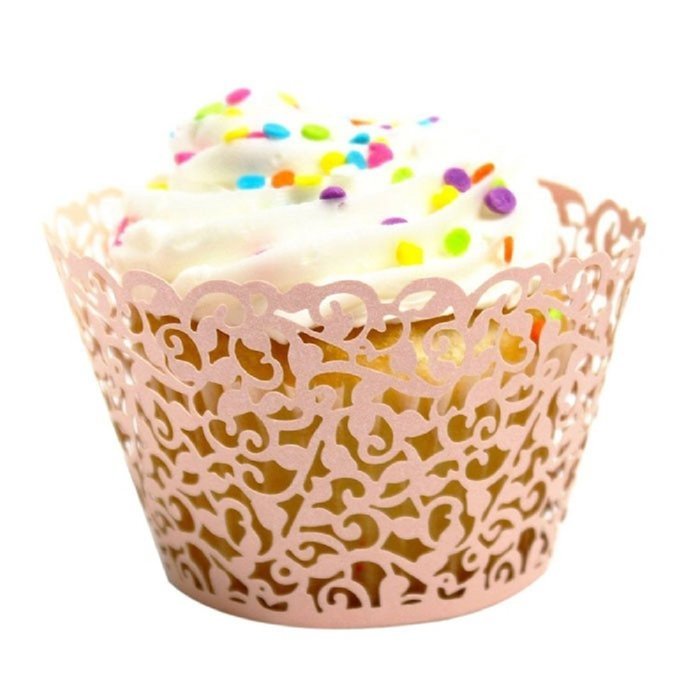 Baking Cup Cake Creazy 24pc New! Little Vine Lace Laser Cut Cupcake (Silver) N4