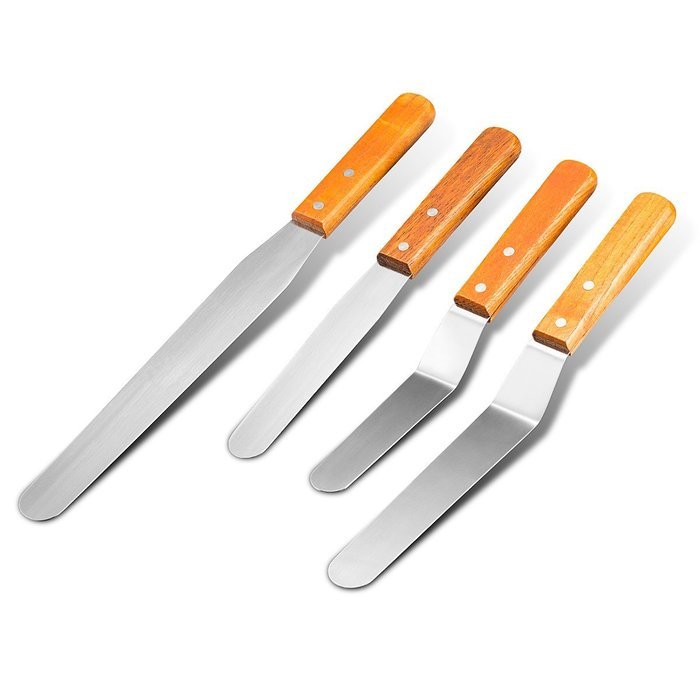 [UPGRADED] Stainless Steel Baking Spatulas, G2PLAY 4 Packs of 6'' 8''10'' Ice Baking Spatula with Wooden Handle...