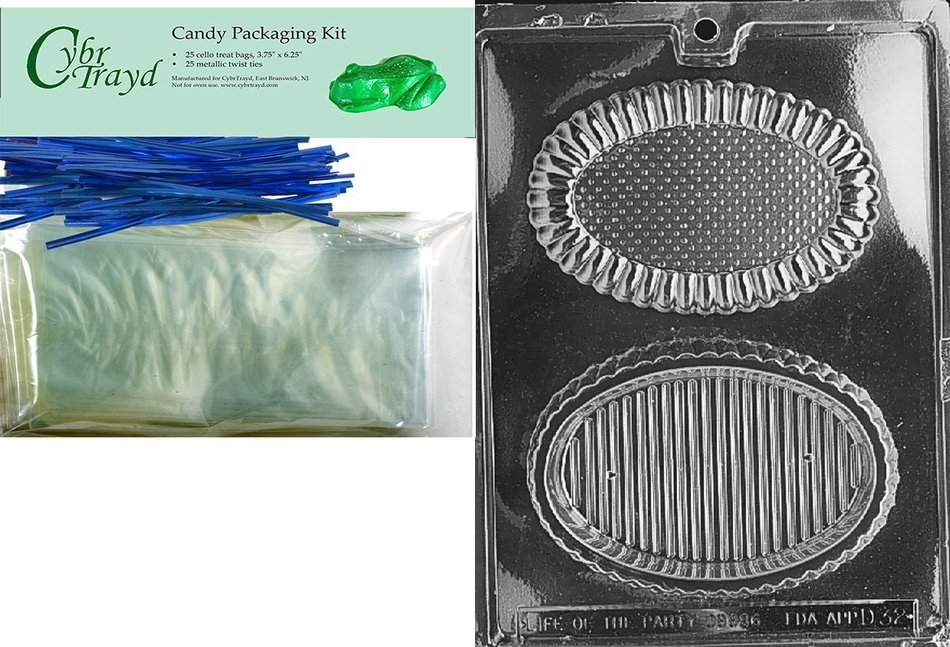 Cybrtrayd D032 Chocolate Candy Mold, Oval Pour Box Dads and Moms N10