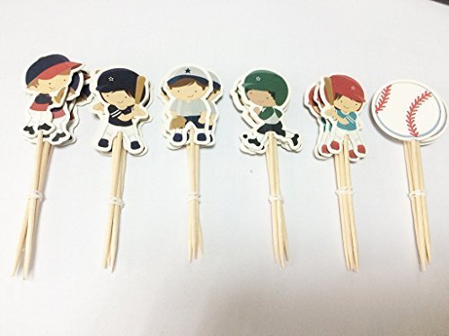 Yunko 24 PCS Cute Baseball Boy Theme Party Decorative Cupcake Toppers Cupcake Decorating Tools For Kids Birthday...