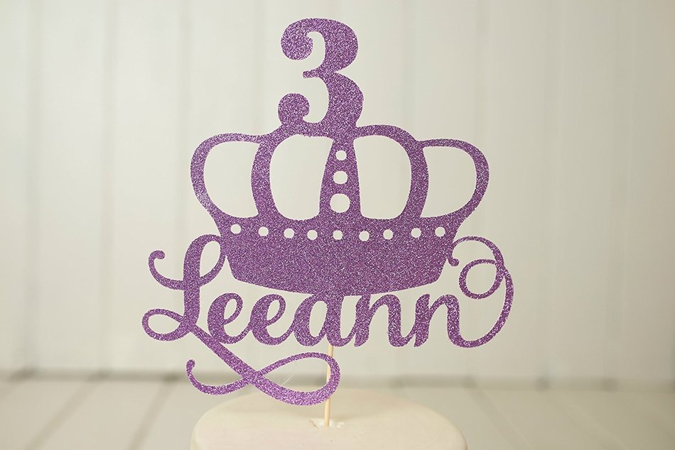 Princess Crown Birthday Cake Topper - Personalized N3