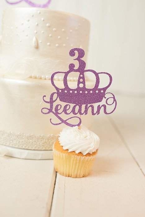 Princess Crown Birthday Cake Topper - Personalized N4