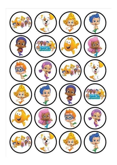 EDIBLE IMAGE-BUBBLE GUPPIES CREW -24 -CUPCAKE TOPPERS