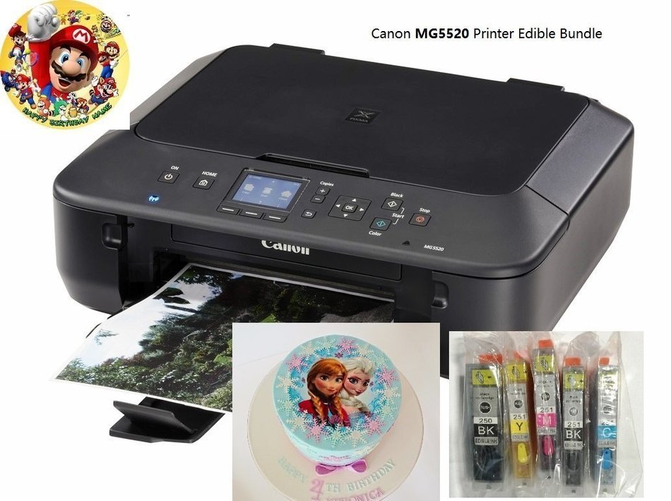 Edible Printer Bundle- Canon MG5520 with Edible Inks and Frosting Sheets N2