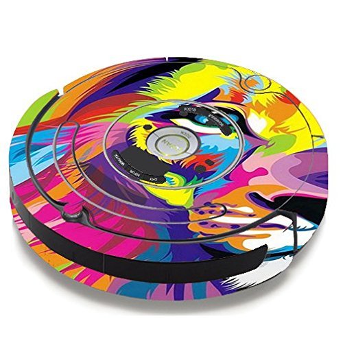 Skin Decal Vinyl Wrap For IRobot Roomba 650 655 Vacuum / Colorful Lion Abstract Paint