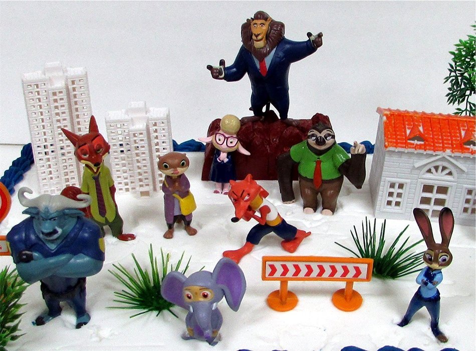 ZOOTOPIA 19 Piece Birthday Cake Topper Set Featuring Judy Hopps, Nick Wilde, Major Lionhart and Themed Decorative... N8