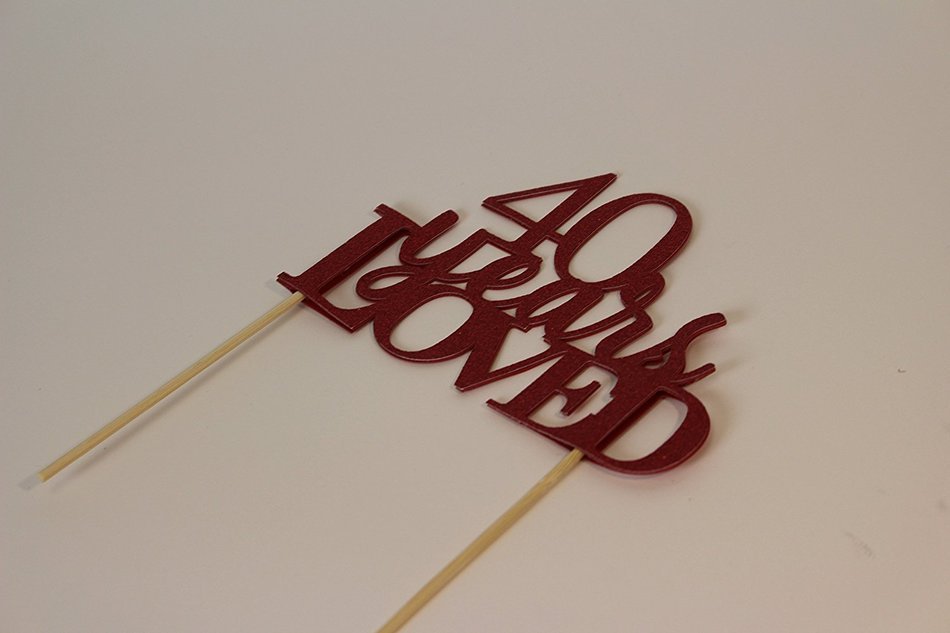 All About Details Red 40-Years-Loved Cake Topper