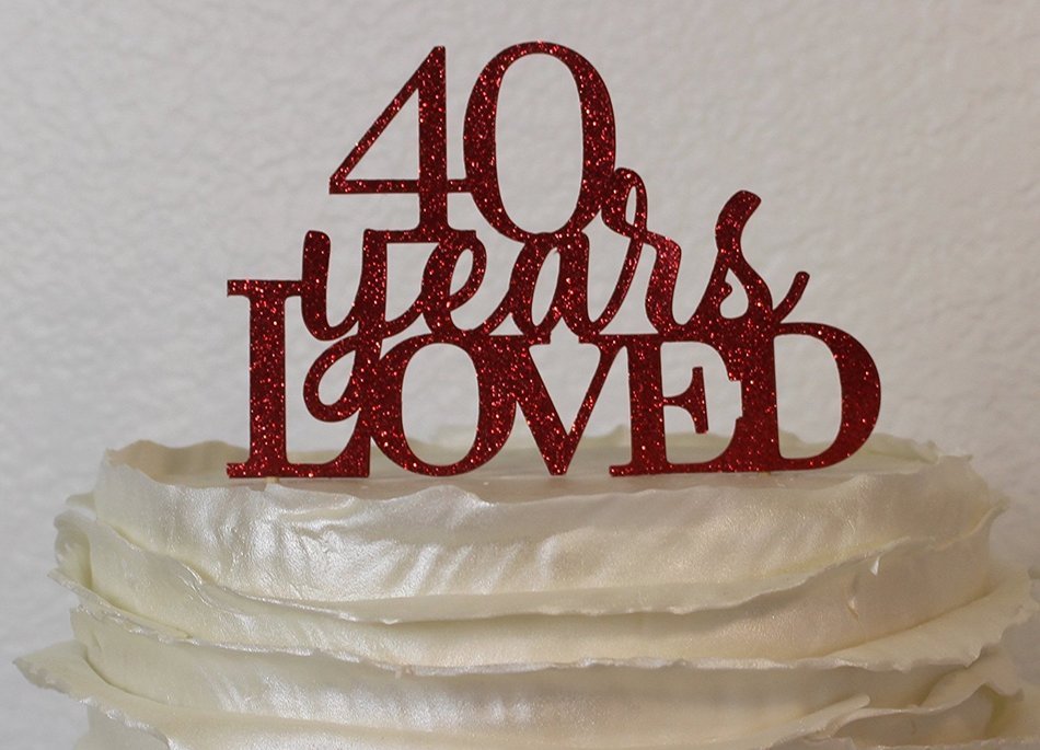 All About Details Red 40-Years-Loved Cake Topper N2