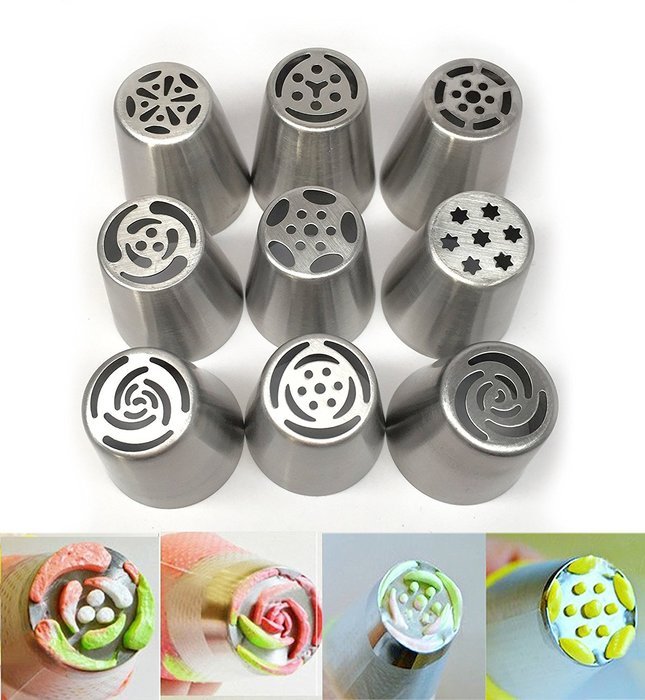 NEW Russian Tulip Tips Stainless Steel Icing Piping Nozzles Pastry Decorating Tips Cake Cupcake Decorator icing... N8