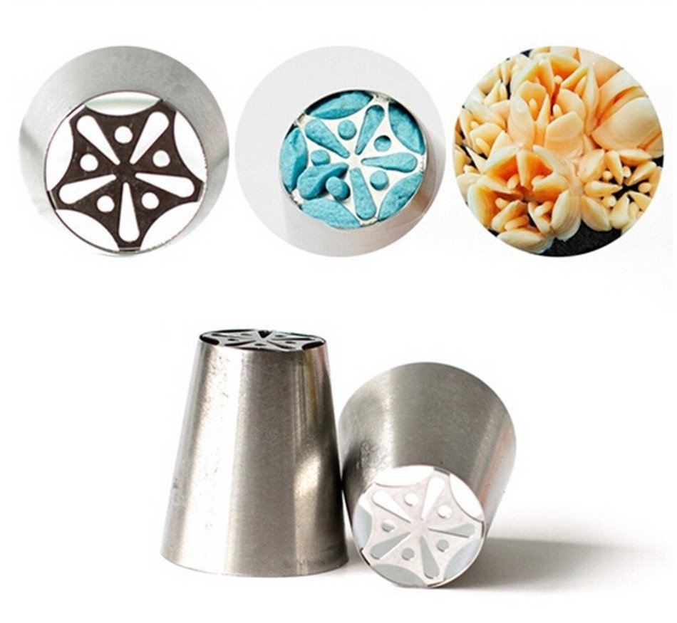 UTEN 12pcs Stainless Steel Russian Piping Nozzles Set DIY Pastry Icing Cake Decorating Tool (silver) N14