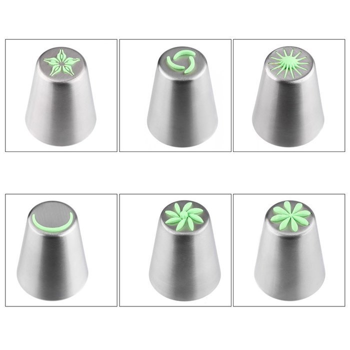 UTEN 12pcs Stainless Steel Russian Piping Nozzles Set DIY Pastry Icing Cake Decorating Tool (silver) N16