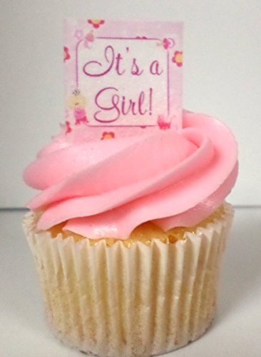 CakeSupplyShop Item#24228 24pk Baby Shower Active Girl Edible Cupcake Decoration Toppers / Picks N2