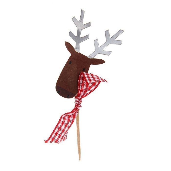 Pack of 24 Christmas Cake Toppers Picks Santa Claus Tree Deer Sock Home Party Decor N5