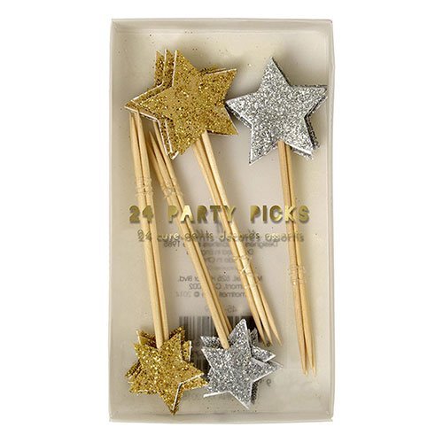 Meri Meri 24 Glitter Stars Party Picks (Cupcake Toppers)