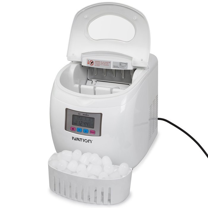 Ivation IVA-ICEM25WH Portable Ice Maker with LCD Display, White N6